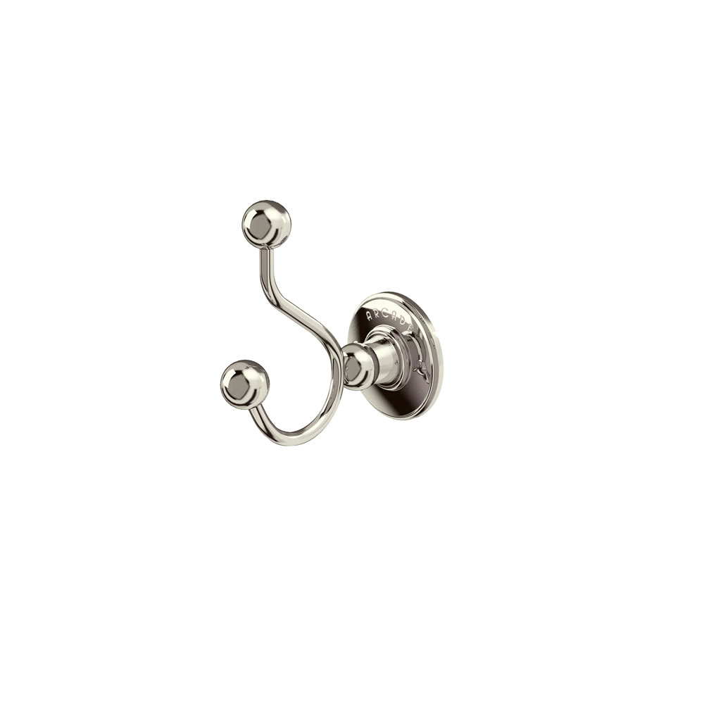 Arcade Wall-mounted double robe hook - nickel